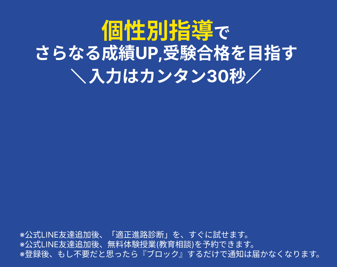 個性別指導でさらなる成績UP,受験合格を目指す